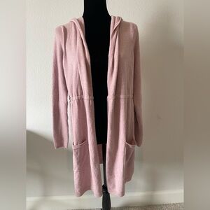 Elegant Pink Hooded Cardigan